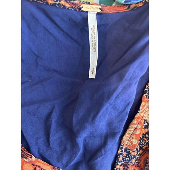 Free People Teegan Mini Dress Floral Print Orange Red Oversized Sz S NEW! - Picture 8 of 8